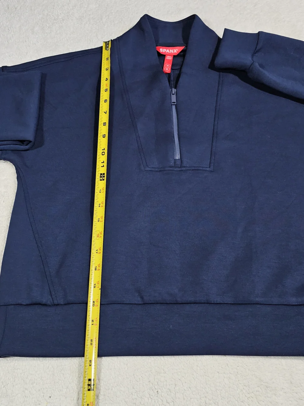 Spanx Air Essentials Half Zip Sweatshirt - TIMELESS NAVY BLUE - MEDIUM